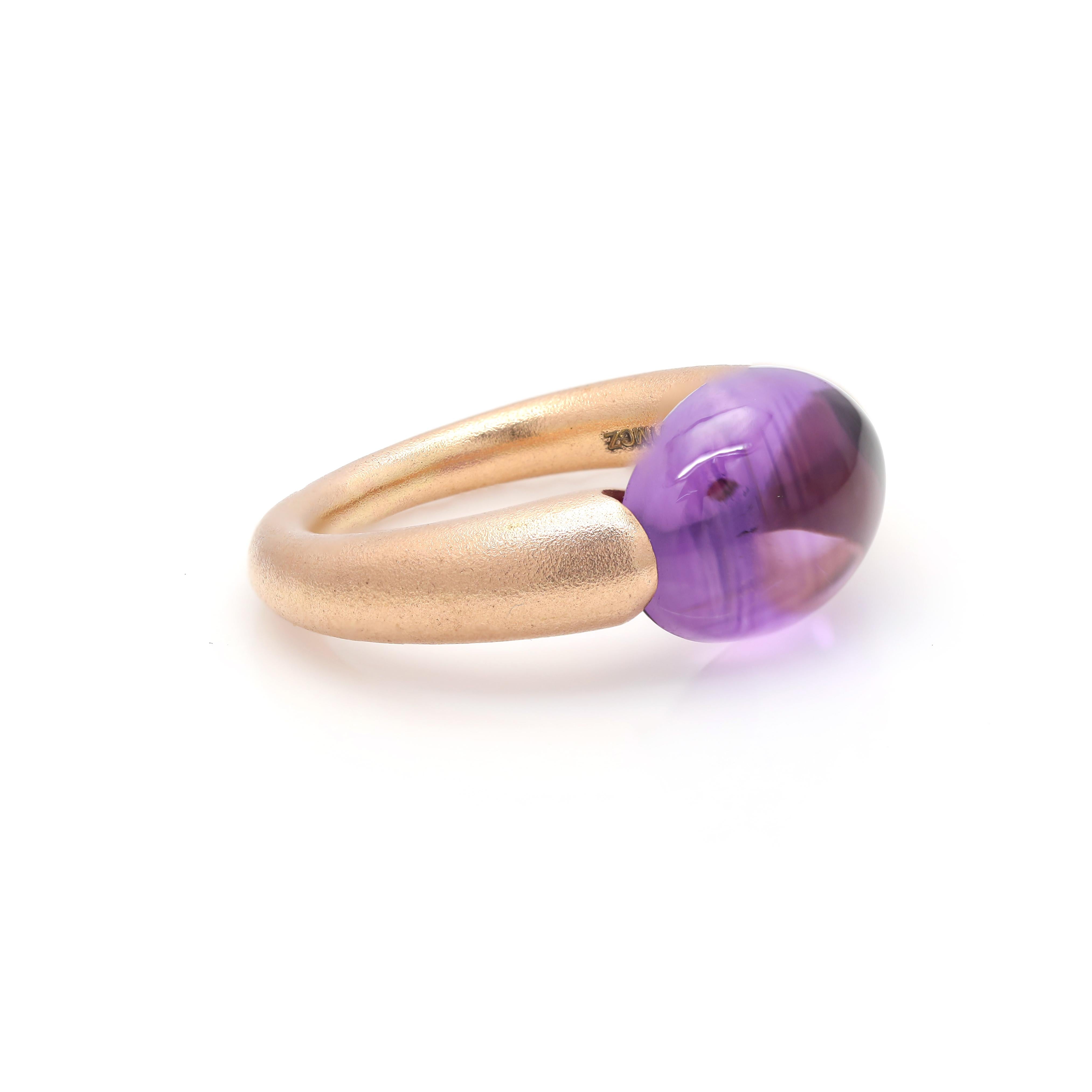 For Sale:  5.88 Carat Bubble Amethyst Ring Handcrafted in 14K Solid Rose Gold 2