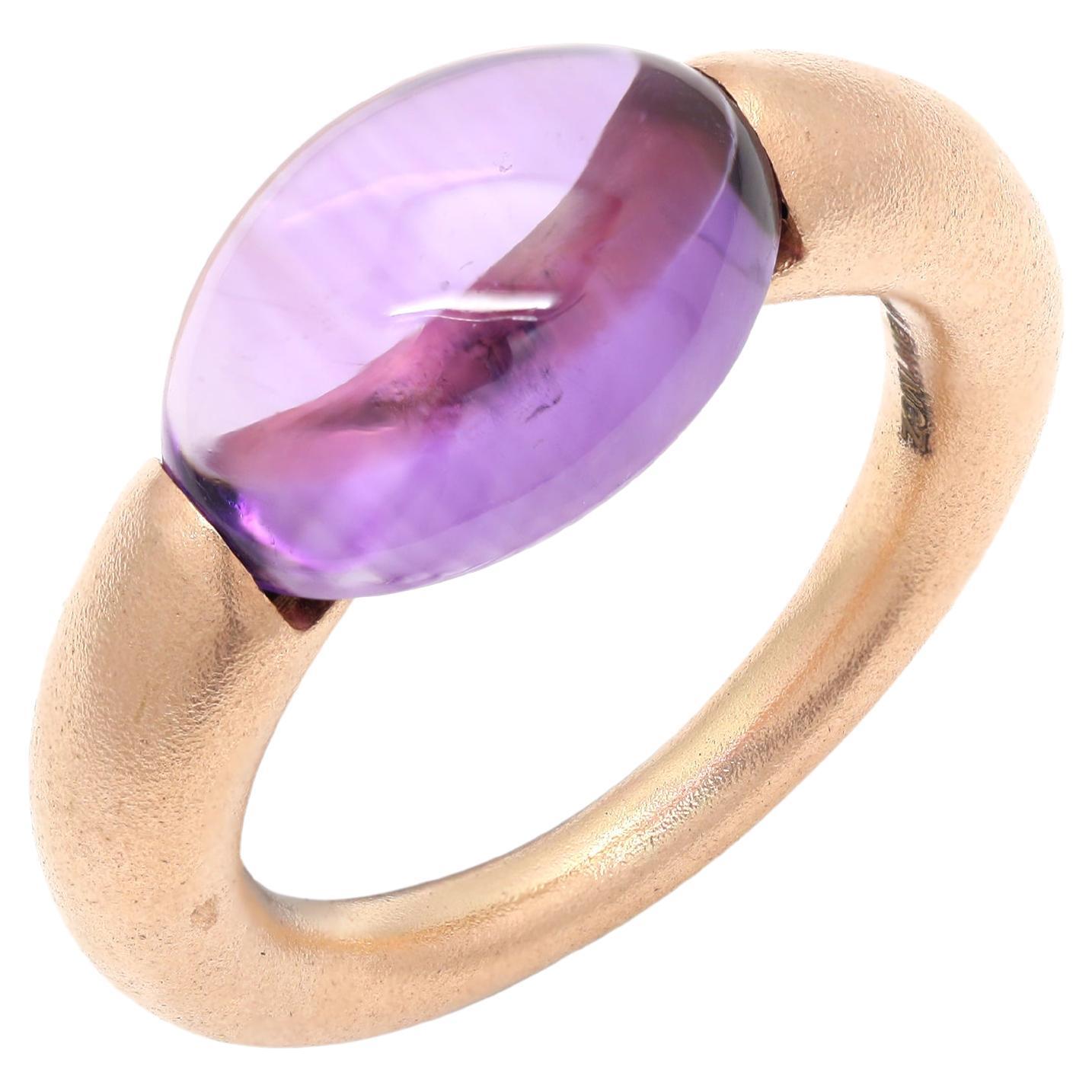 5.88 Carat Bubble Amethyst Ring Handcrafted in 14K Solid Rose Gold