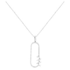 Trendige Baguette-Diamant-Mode-Halskette mit offenem Anhänger 14K Weißgold