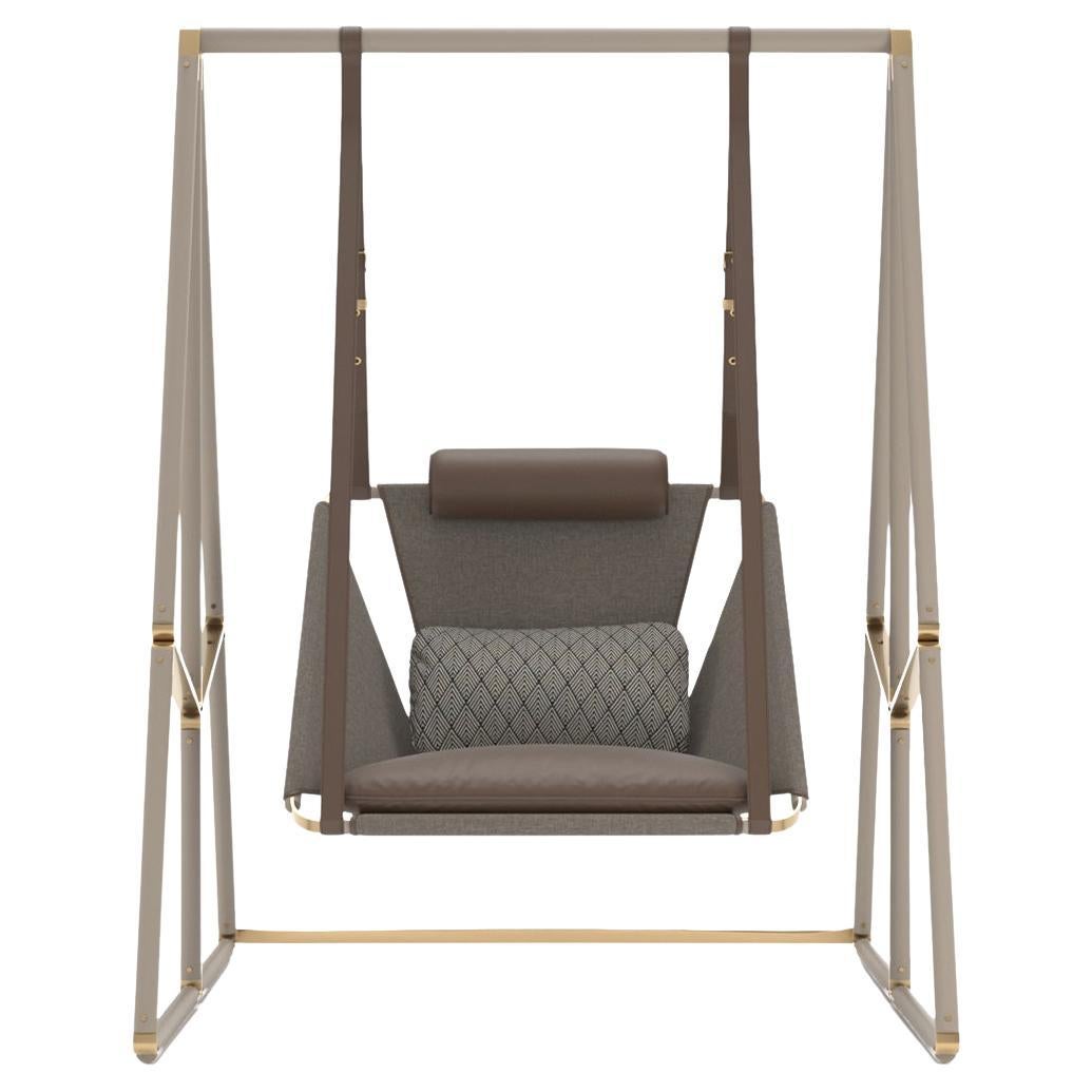 Trendy Brown Leather Outdoor Swing