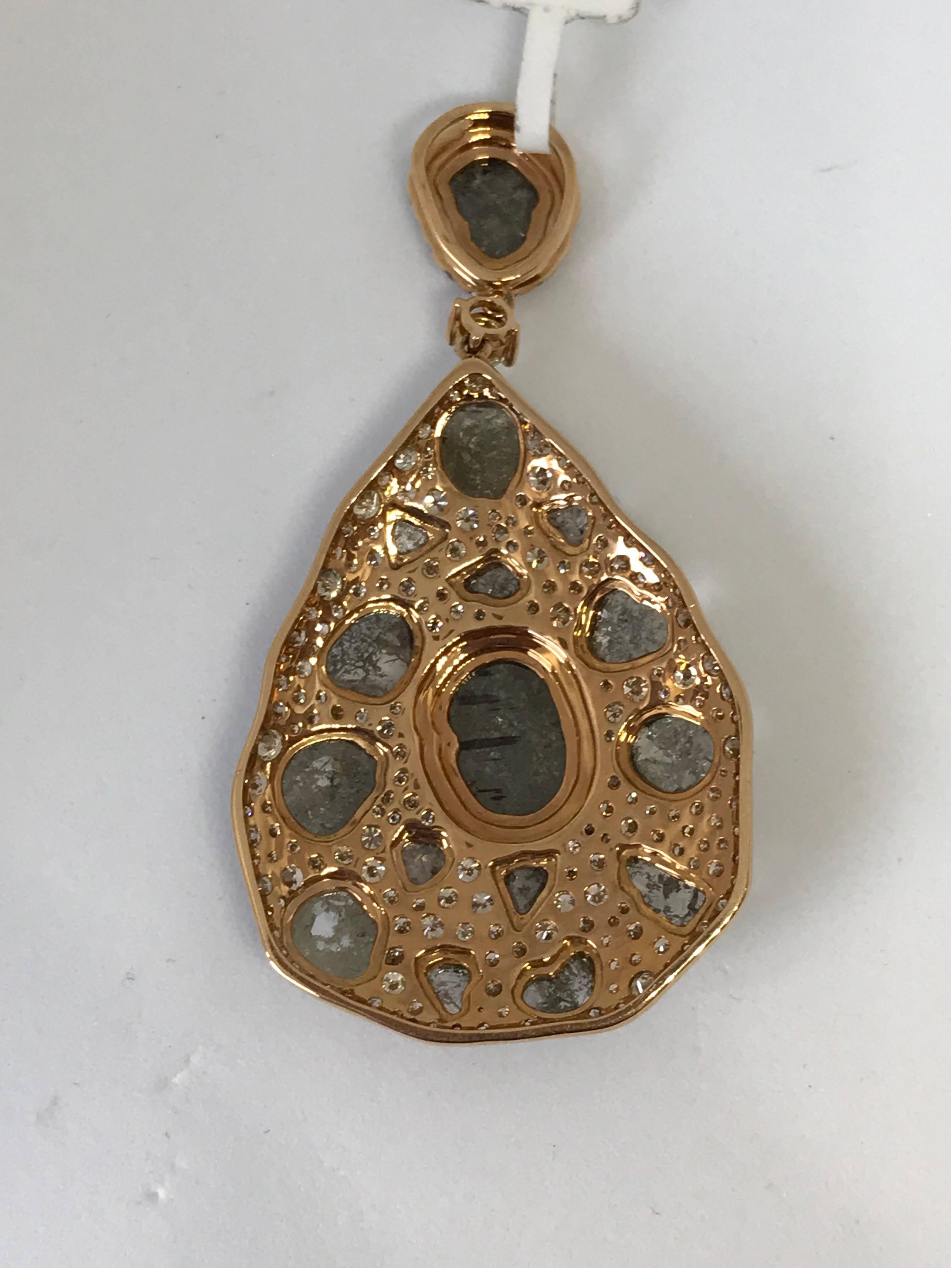 Trendy Collection Rose Gold 9.40 grams and Diamond total weight 7.85 Cts Pendant In New Condition For Sale In New York, NY