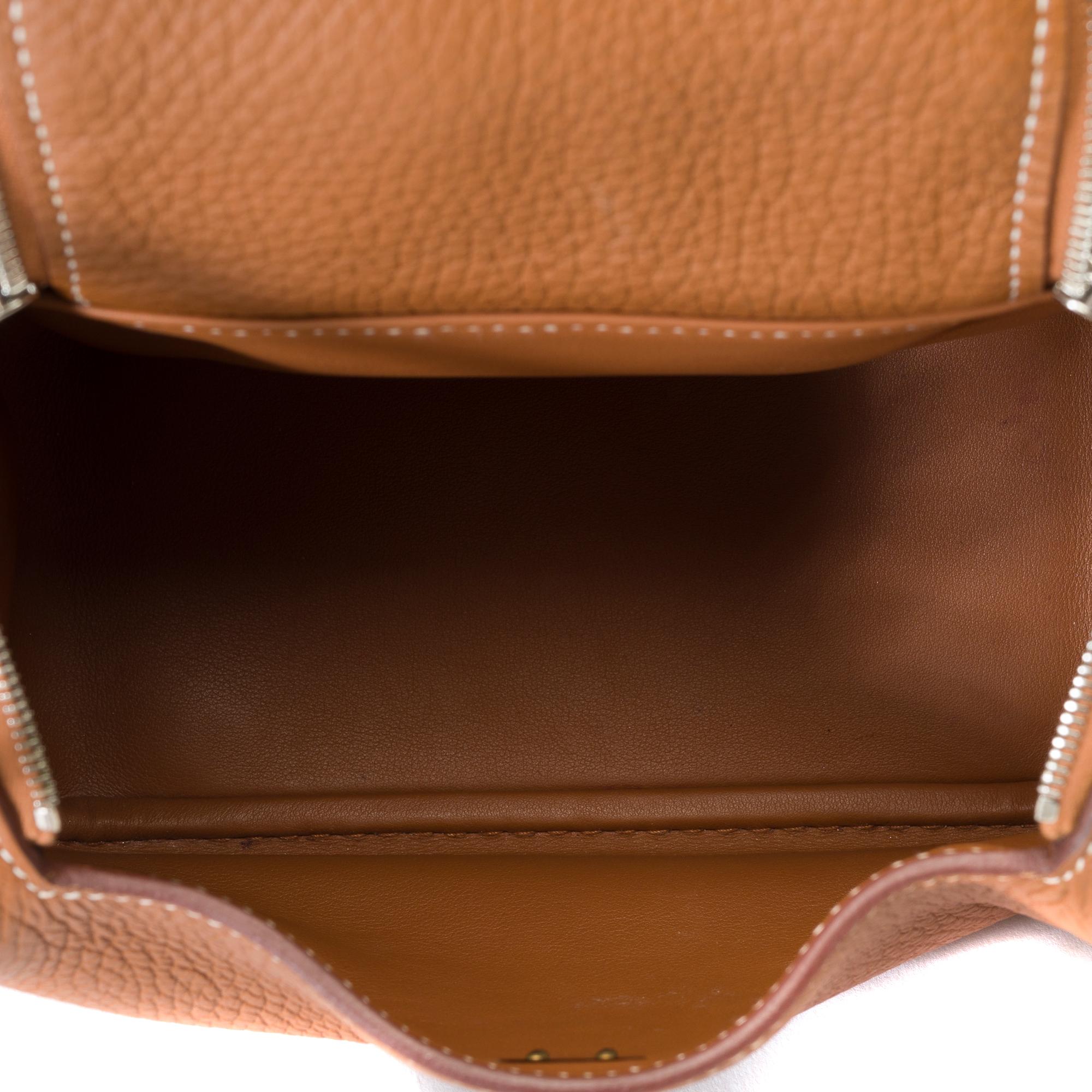 Tracolla Trendy Hermes Lindy Mini 17 in pelle Togo Oro, PHW in vendita 5
