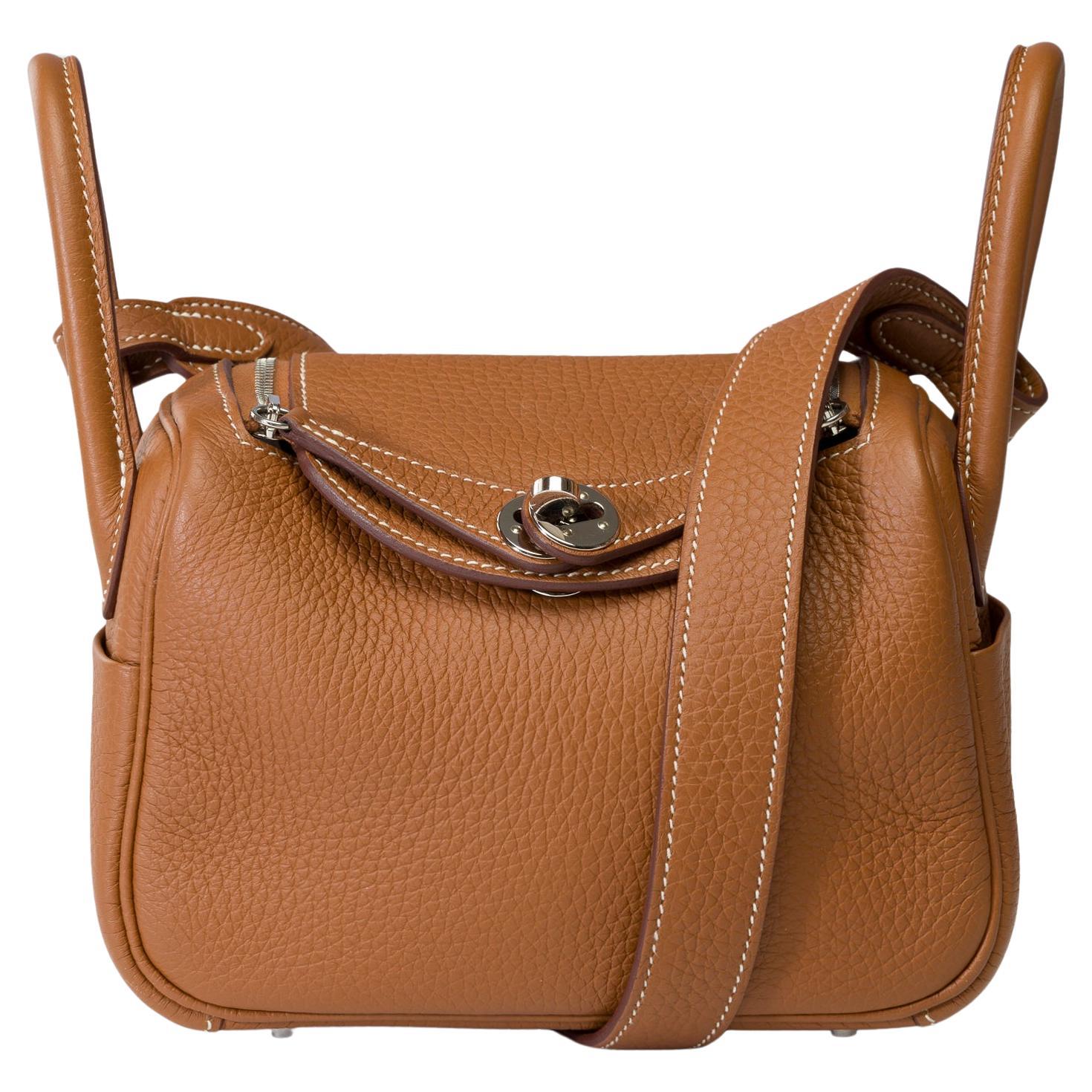 Tracolla Trendy Hermes Lindy Mini 17 in pelle Togo Oro, PHW in vendita