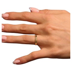 Trendy Rectangle Wedding Ring Band For Women 14K Solid Gold Stacking Rings