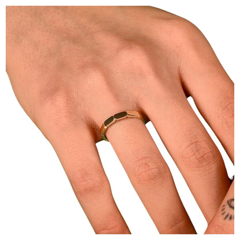 Trendy Rectangular Wedding Ring for Women 14K Solid Gold Molding Ring For Sale