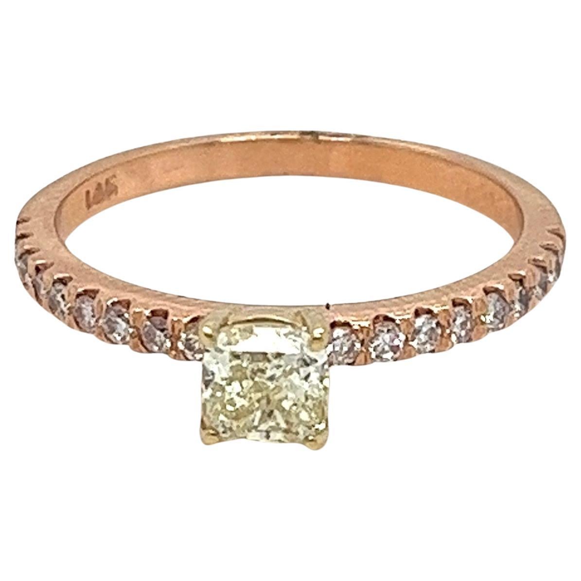 Trendy Yellow & Rose Diamonds Ring in 14 Karat Gold For Sale