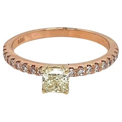 Trendiger Ring mit gelben und rosa Diamanten aus 14 Karat Gold