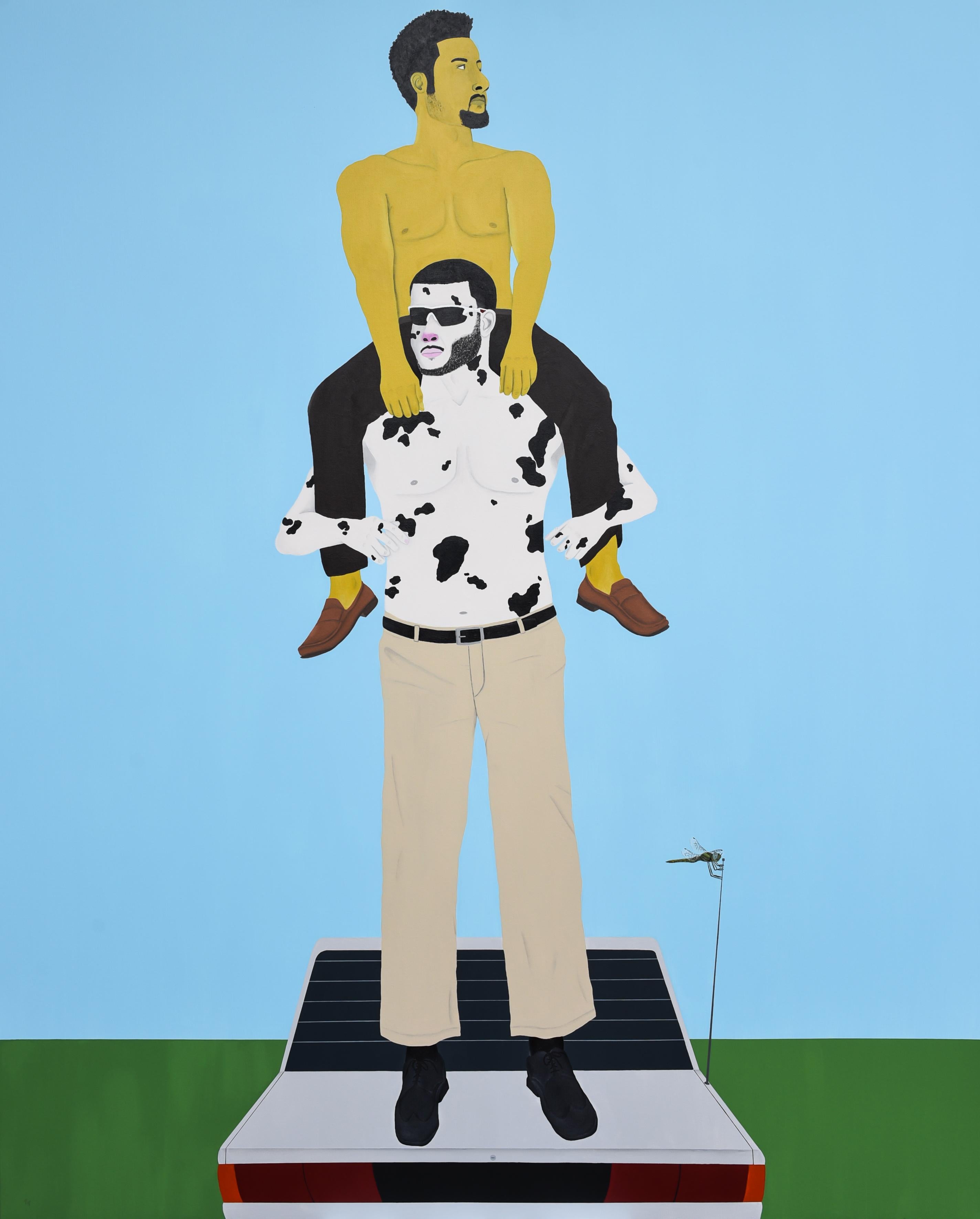 Trenity Thomas Figurative Painting - Lemon Boy and Cowboy