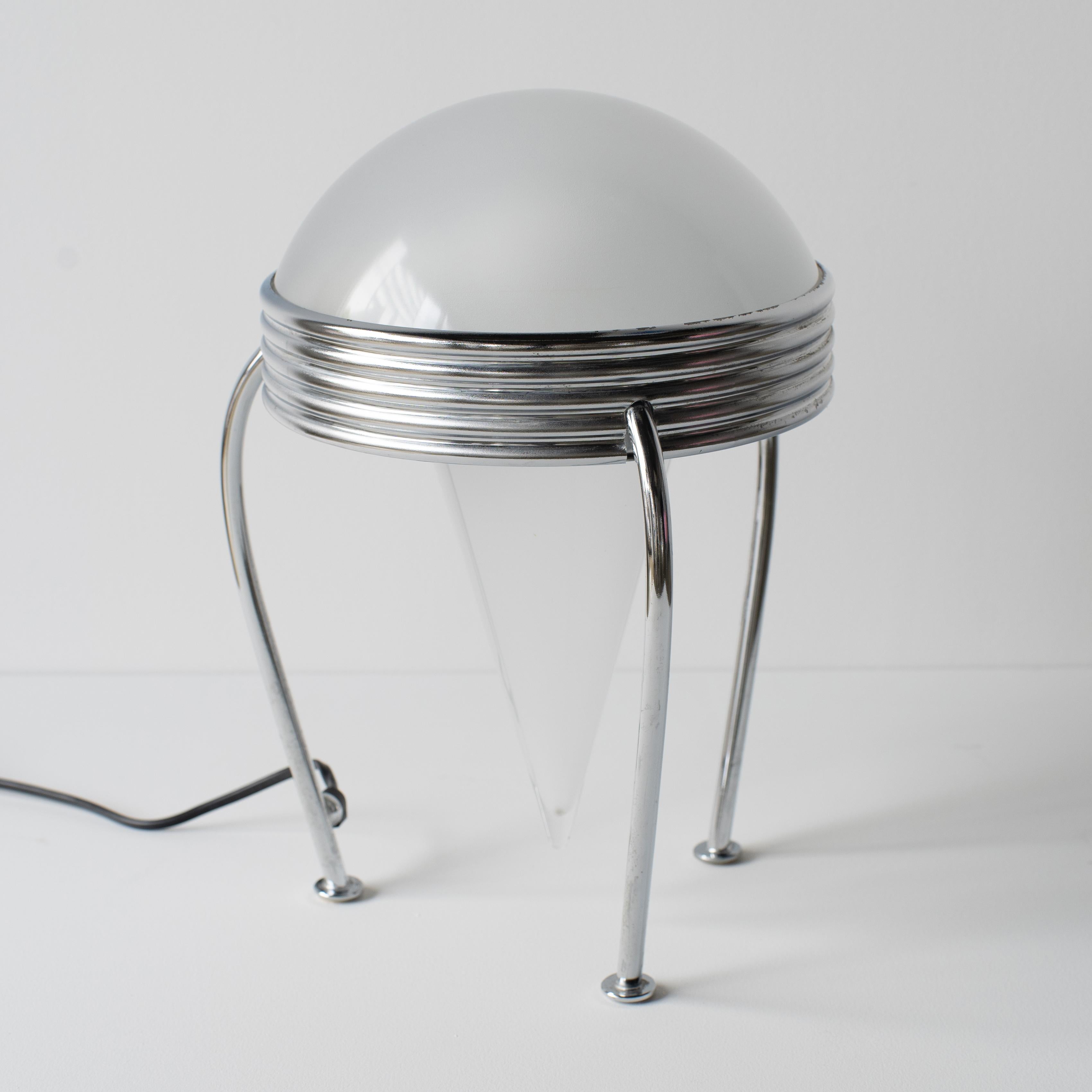 Italian Trenta Massimo Iosa Ghini Glass and Steel Lamp Postmodern 80s\ For Sale