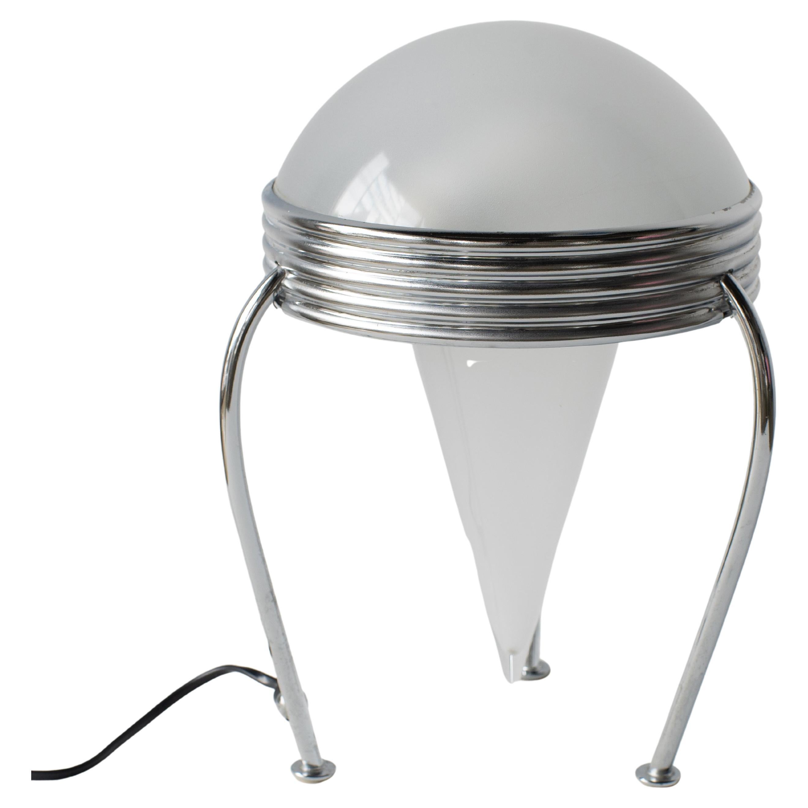 Trenta Massimo Iosa Ghini Glass and Steel Lamp Postmodern 80s\ For Sale
