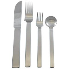 Trenton by Wallace Stainless Steel Flatware Set Service 24 Pieces Estate Modern