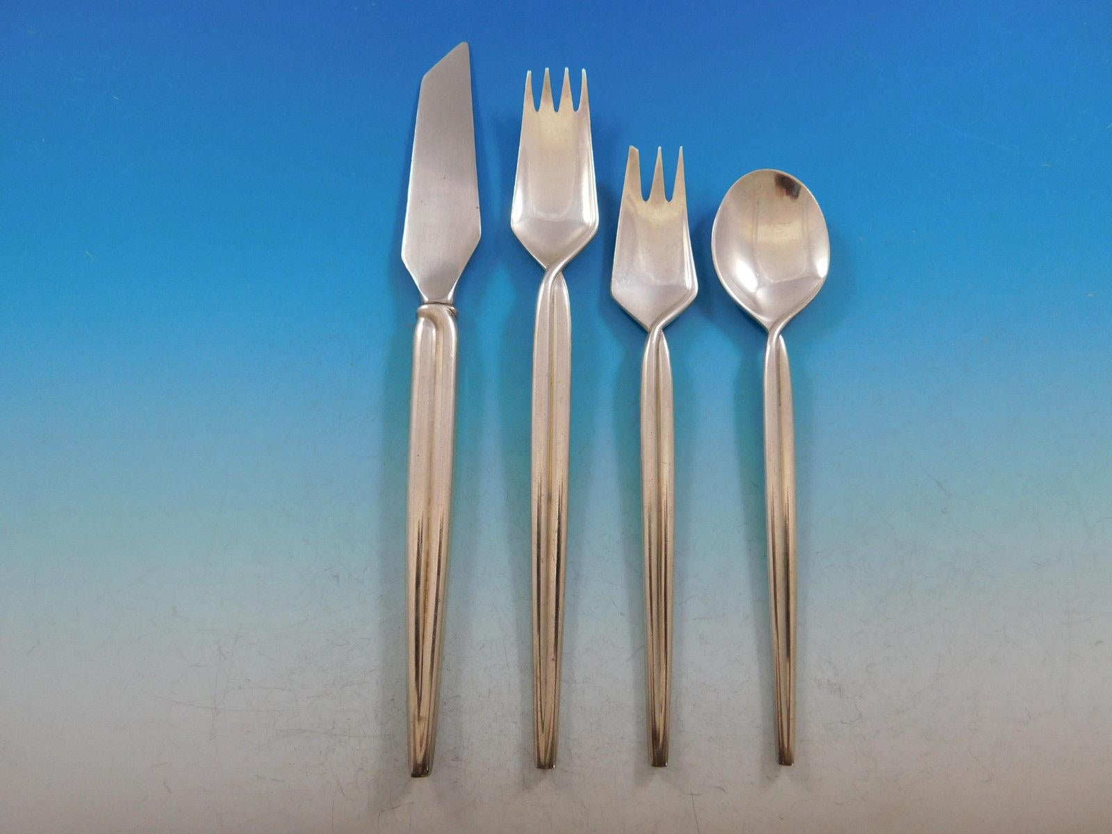 Mexican Trenza by Celsa Mexico Sterling Silver Flatware Set Service Mid-Century Modern