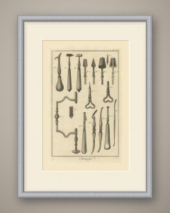 Trepan Brace, Crowns and Bits, Diderot Chirurgie Plate XVI, circa 1772