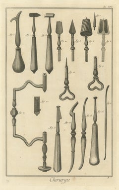 Trepan Brace, Crowns and Bits, Diderot Chirurgie Plate XVI, circa 1772