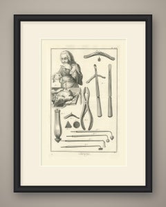 Trepanning the Skull and Cautery Irons, Diderot Chirurgie Plate XVII, circa 1772