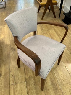 Très beau Fauteuil Bridge moderniste en palissandre et cuir d'autruche Art Déco
