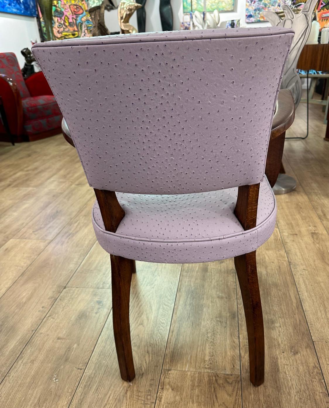 Art Deco Très beau Fauteuil Bridge moderniste en palissandre et cuir d'autruche Art Déco For Sale