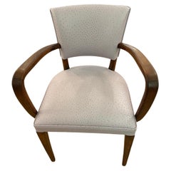 Très beau Fauteuil Bridge moderniste en palissandre et cuir d'autruche Art Déco