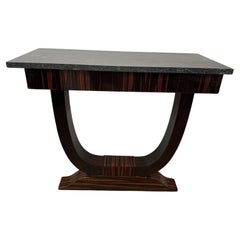 Très belle console murale d'époque Art-Déco en macassar + Plateau granite