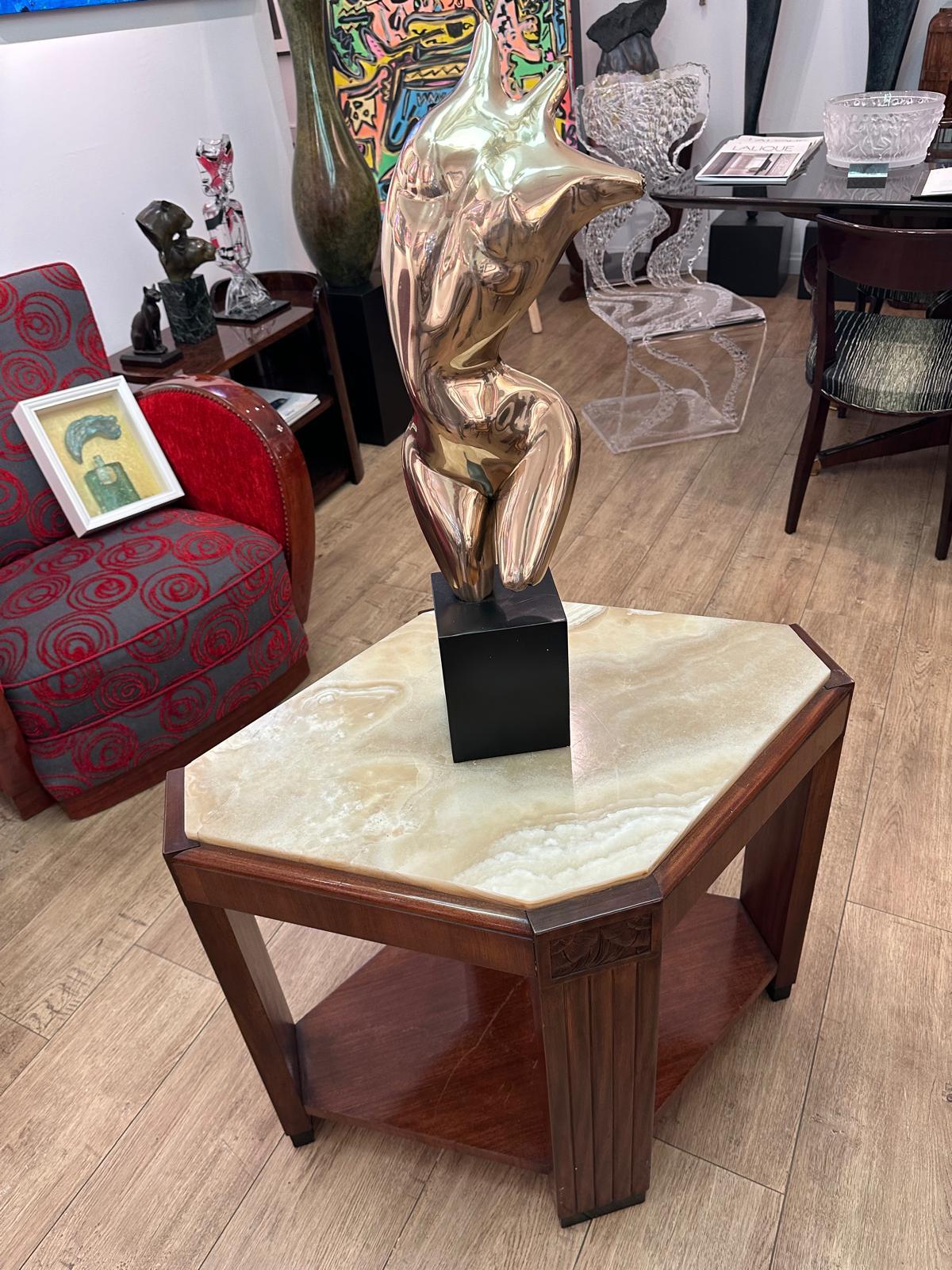 Veneer Très belle console ou table d'appoint en palissandre et Onyx - Période Art-Déco For Sale