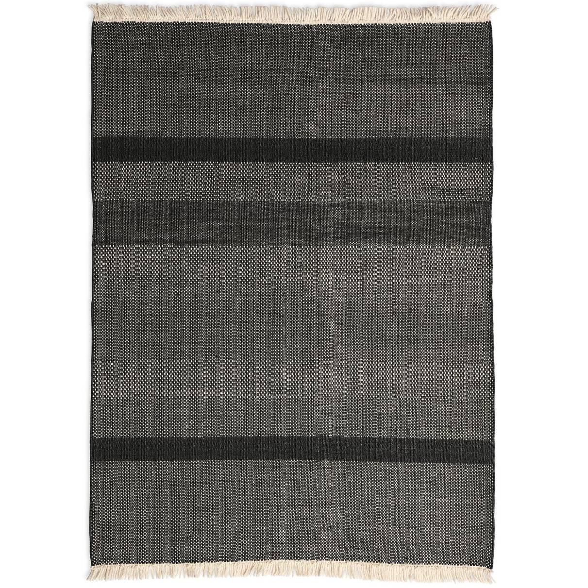 Tres Black Hand-Loomed Wool and Felt Texture Rug by Nani Marquina