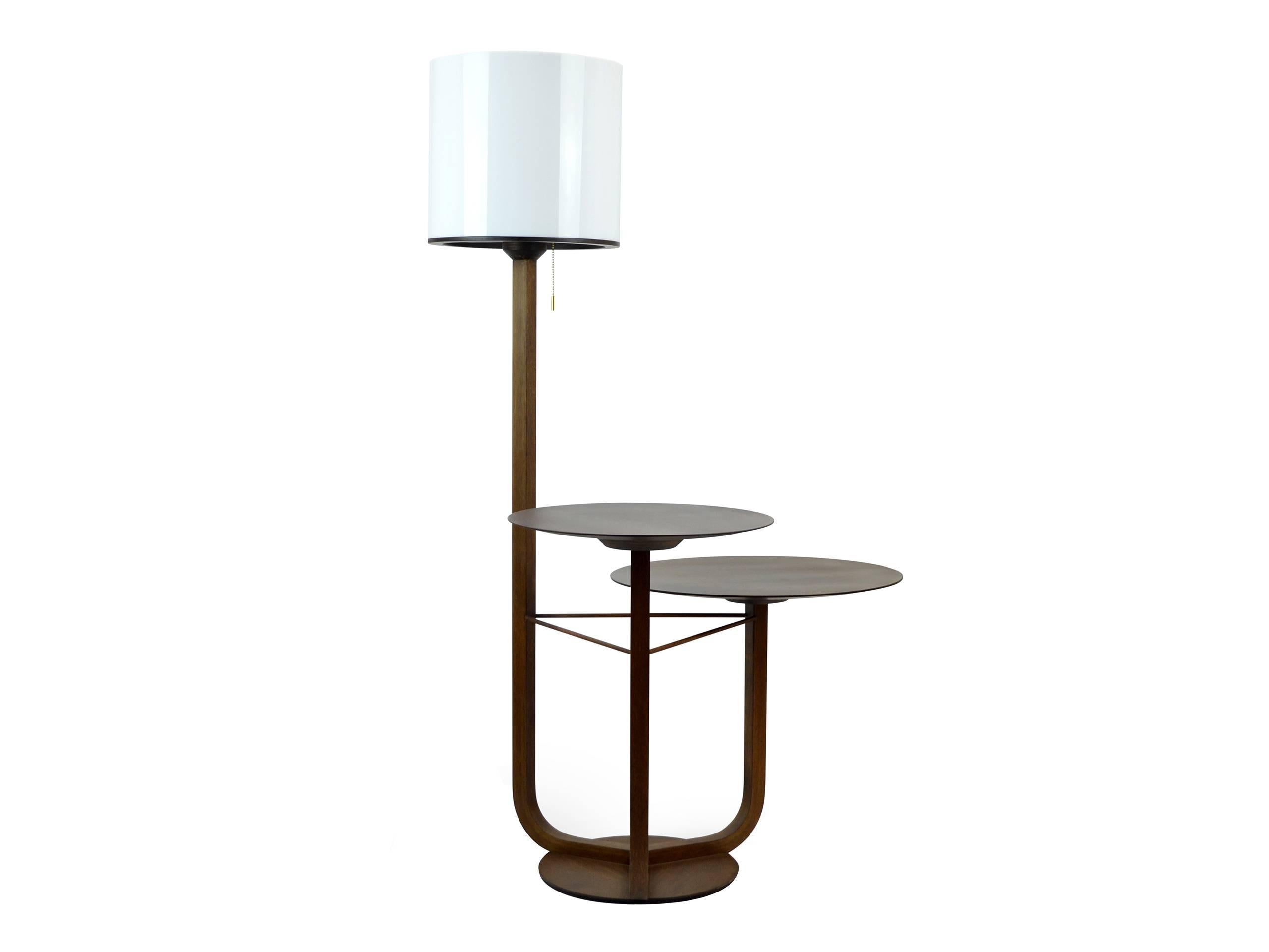 Três Brazilian Contemporary Wood Side Table and Floor Lamp by Lattoog 2