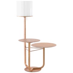Três Brazilian Contemporary Wood Side Table and Floor Lamp by Lattoog
