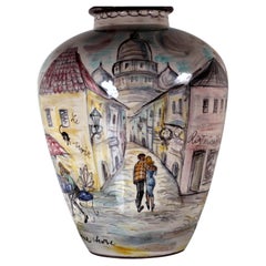 Vase de sol Ulmer peint à la main « Baroness » (Baronin) Sybille von Rothkirch, Paris, années 1950