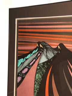 "Tres Hermanas" Framed Chromolithograph by Amado Maurillo Pena