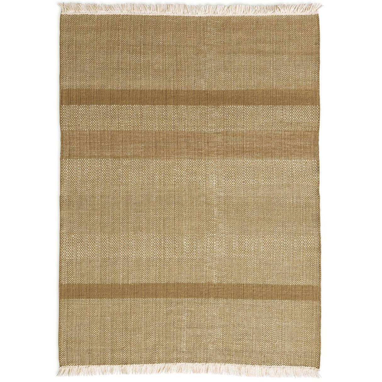 Tres Ochre Hand-Loomed Wool and Felt Texture Rug by Nani Marquina, Small