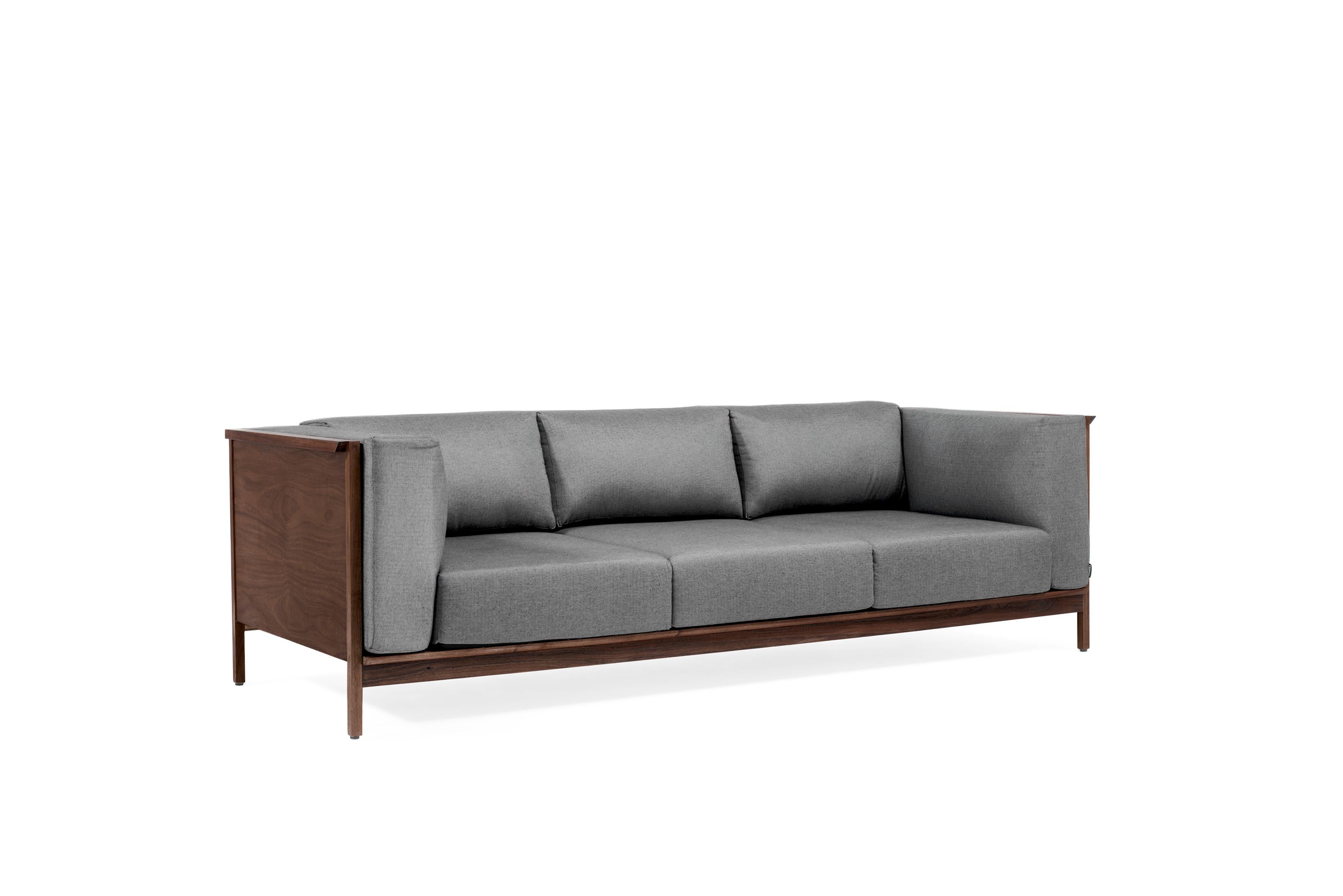 TRES PLAZAS CONFORT
Tres Plazas Confort, Mexican Contemporary Sofa by Emiliano Molina for CUCHARA

The CONFORT Collection: solid wood structures that function as a container for a soft cushioning system. Sofas and stools with availability of