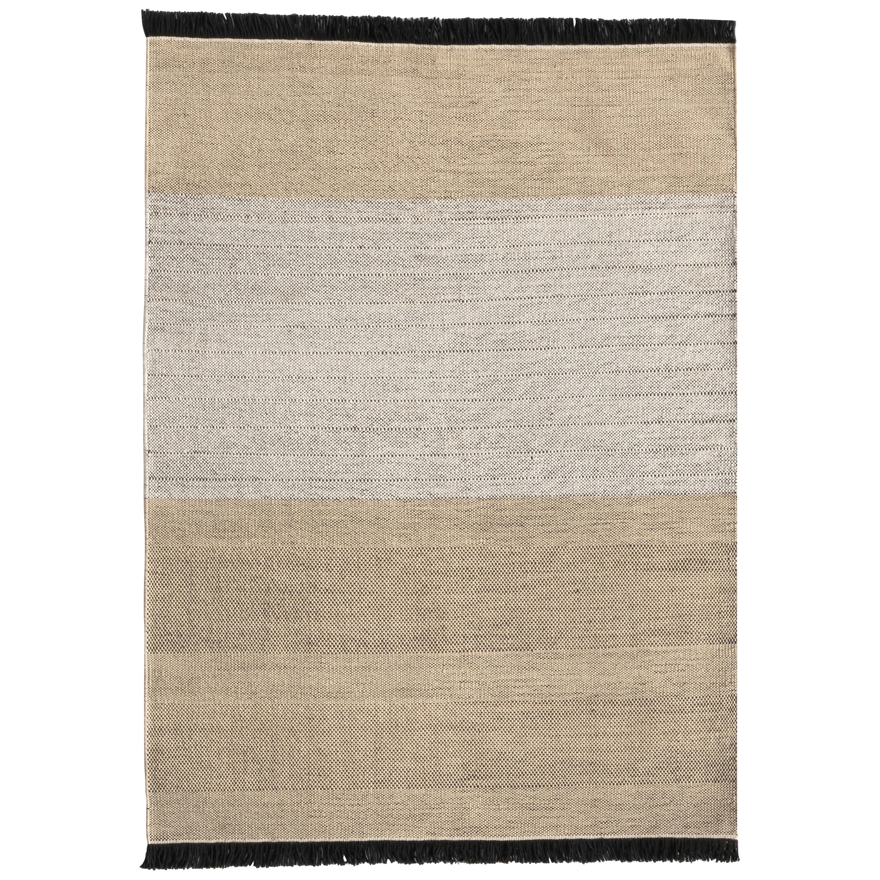 Tres Stripes Black Outdoor Rug by Nani Marquina, Small For Sale