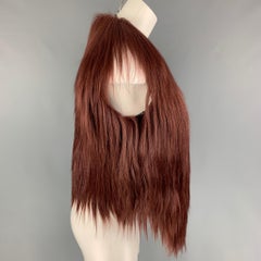 TRESCHIC FURS Size S Burgundy Lamb Fur Open Front Vest