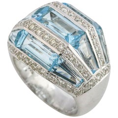Tresor 18 Karat White Gold Aquamarine Diamond Ring