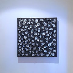 Painting Tresor 6 Liora Textured Square Silver Abstract Canvas Contemporary