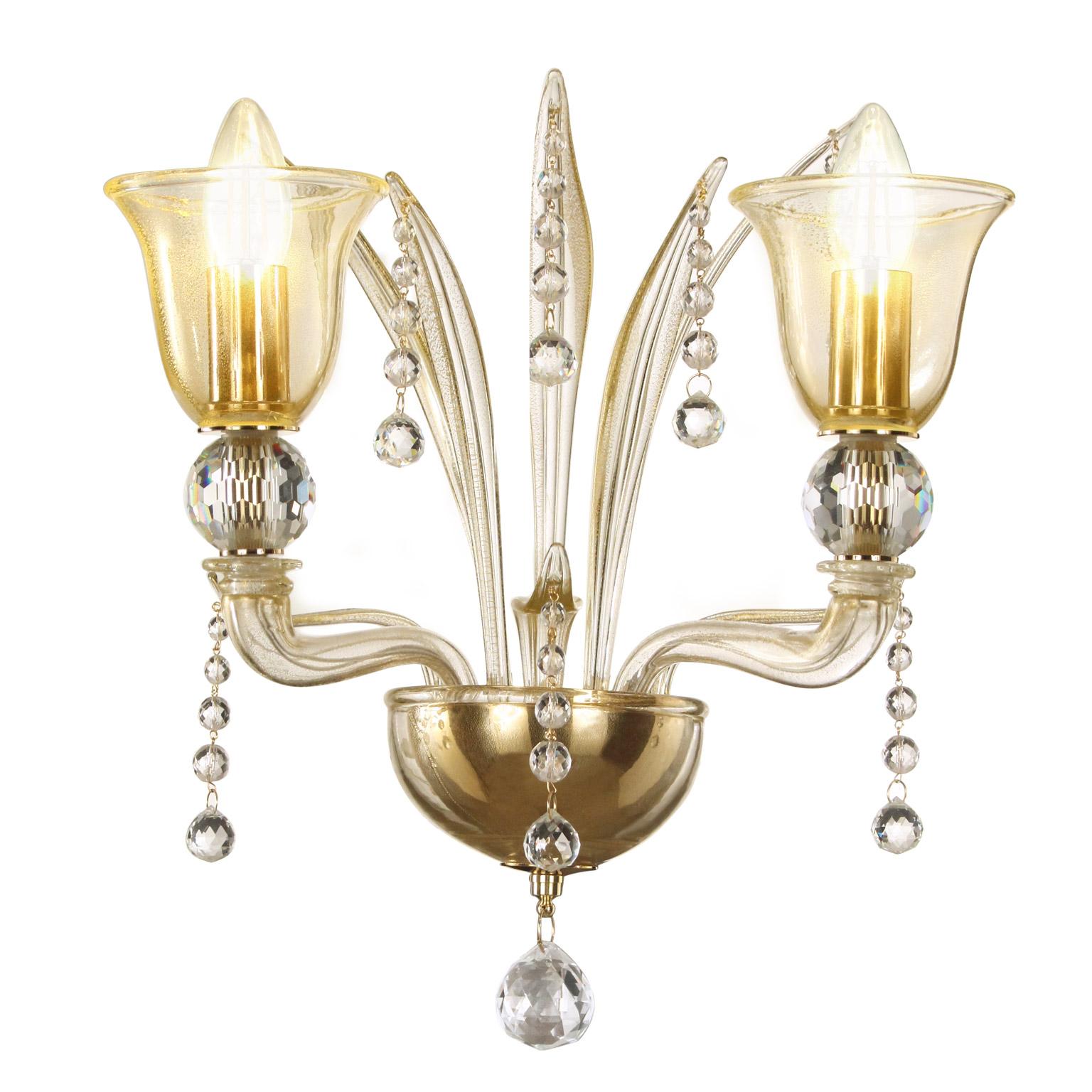 Other Sconce 2 arms Gold Color with precious Crystals details, Tresor by Multiforme For Sale