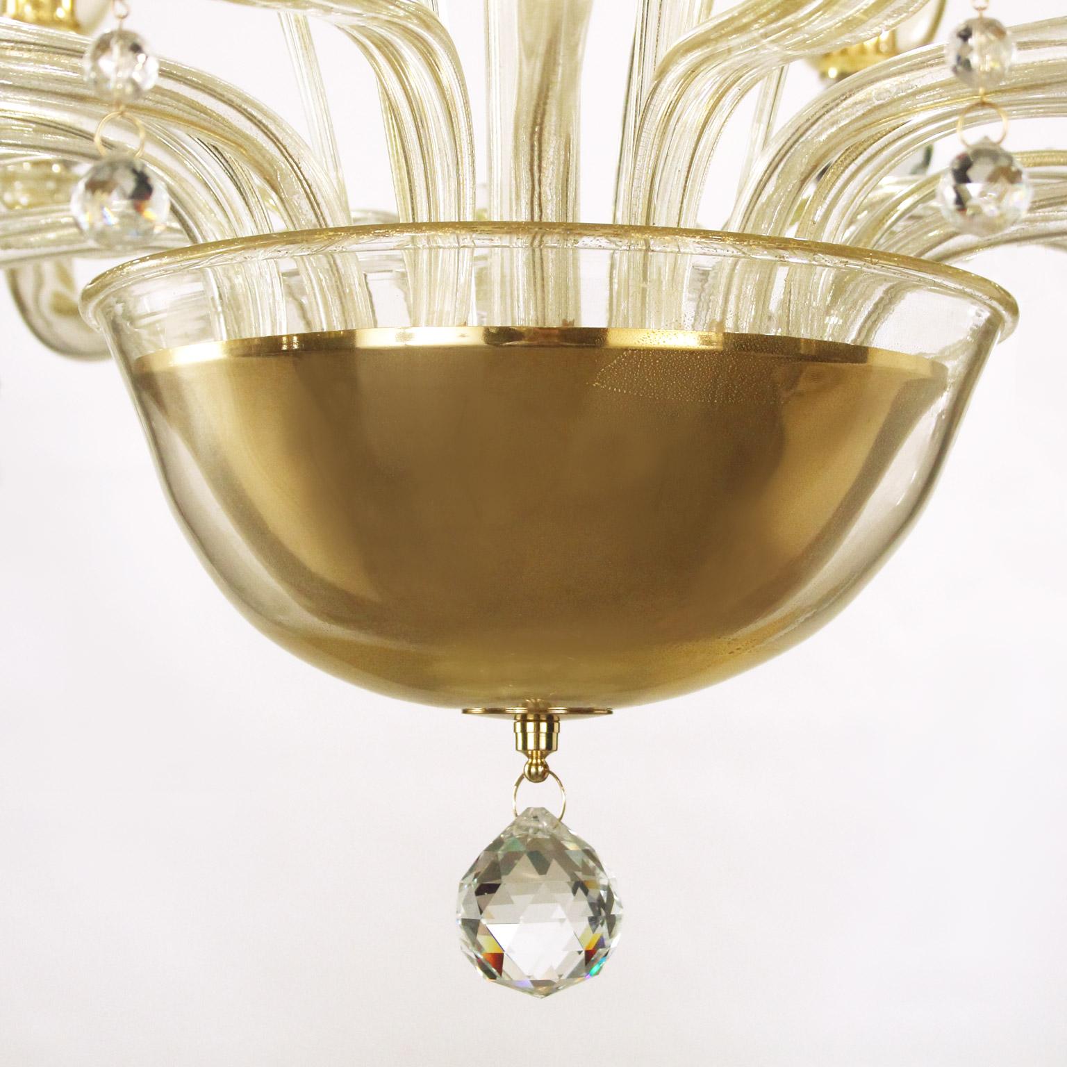 Other Chandelier 9 arms Gold Color with precious Crystals details Tresor by Multiforme For Sale