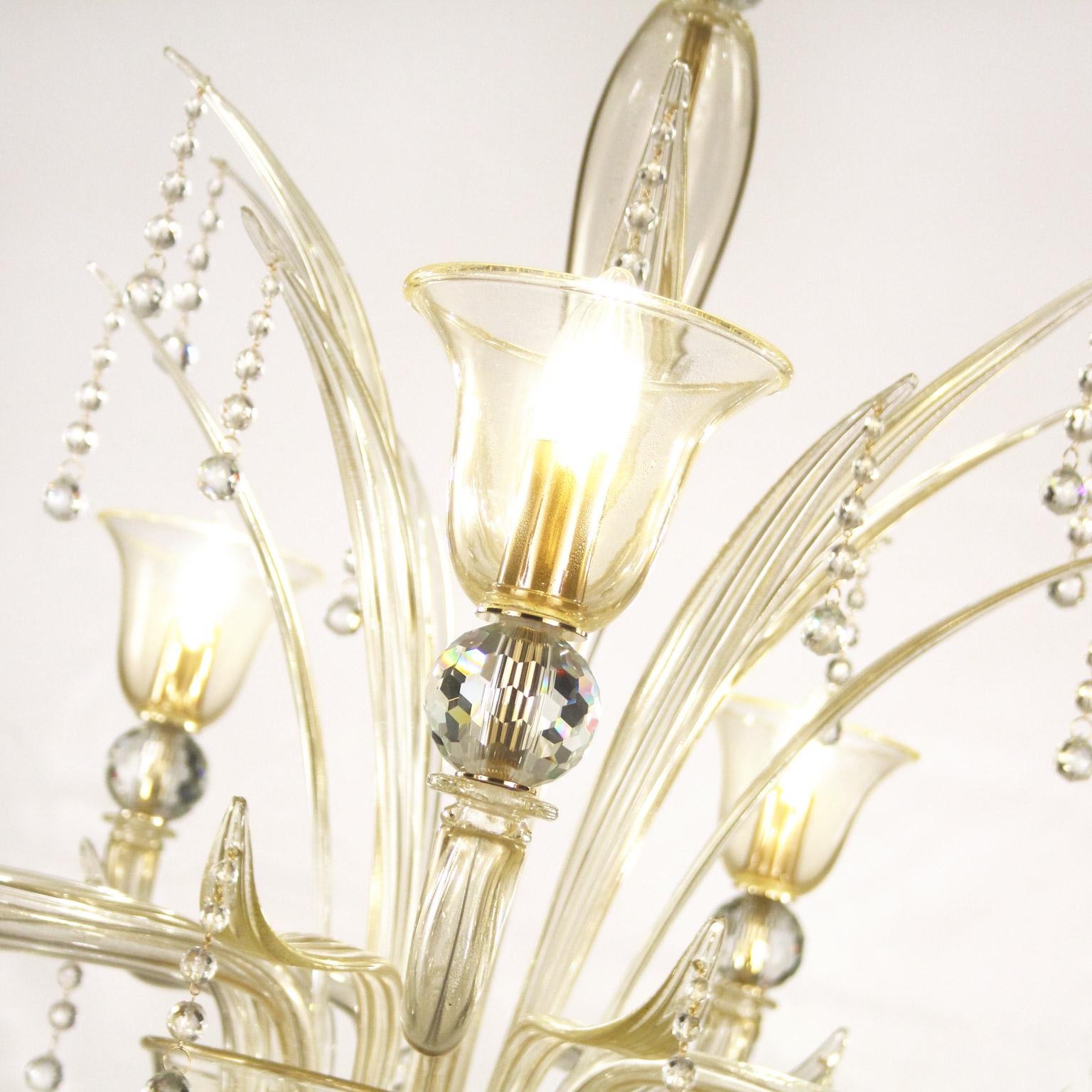 Chandelier 9 arms Gold Color with precious Crystals details Tresor by Multiforme In New Condition For Sale In Trebaseleghe, IT