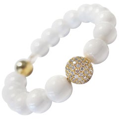 Tresor Paris Bracelet de perles en céramique et or 18 carats avec diamants blancs de 1,80 carat