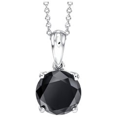 Tresor Paris 2,34 Karat Schwarzer Diamant 18 Kt Weißgold Solitär Kette Anhänger
