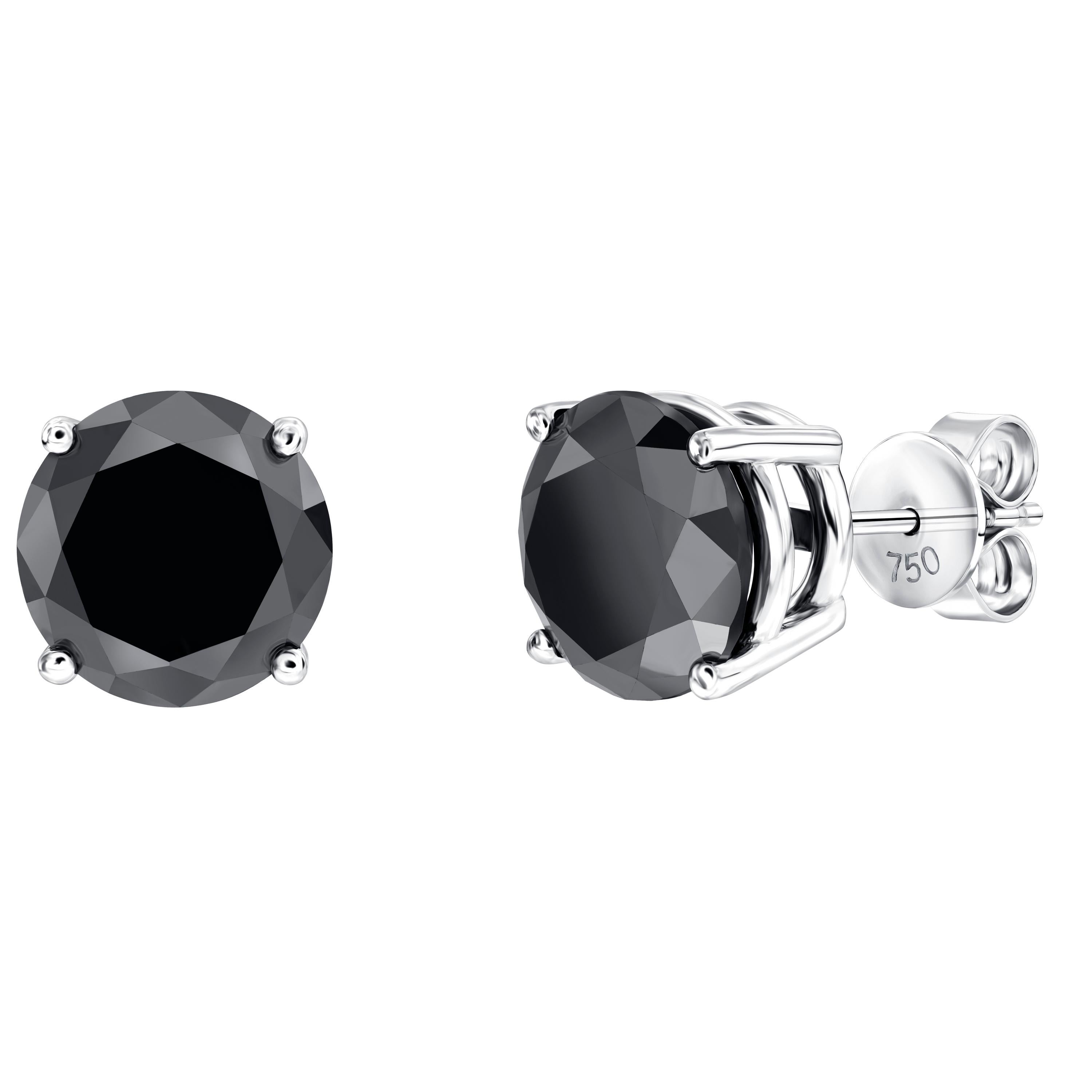 Tresor Paris 8.75 Carat Black Diamond Bespoke 18 Kt Gold Solitaire Stud Earrings For Sale