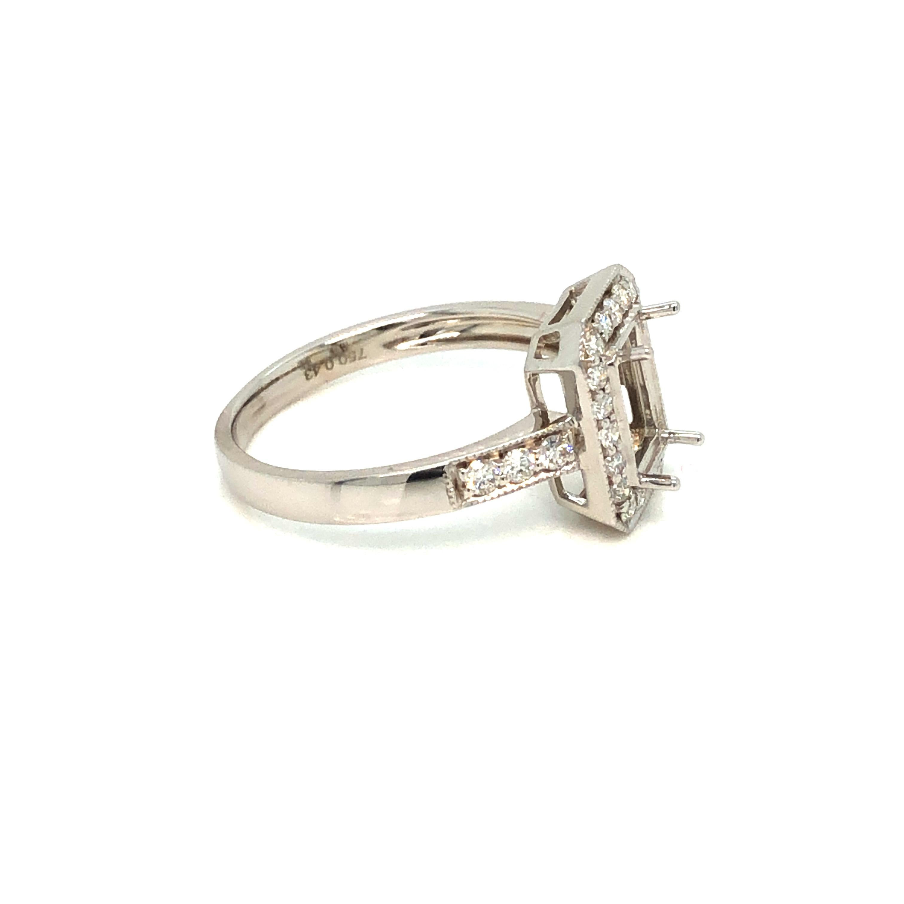 Tresor Paris Bespoke Halo Mount Emerald Cut Centre Round Diamond Engagement Ring For Sale 6