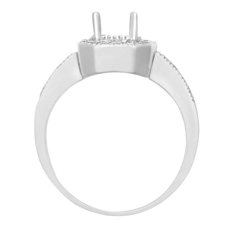 Tresor Paris Bespoke Halo Mount Emerald Cut Centre Round Diamond Engagement Ring For Sale 11