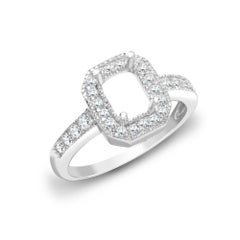 Tresor Paris Bespoke Halo Mount Emerald Cut Centre Round Diamond Engagement Ring