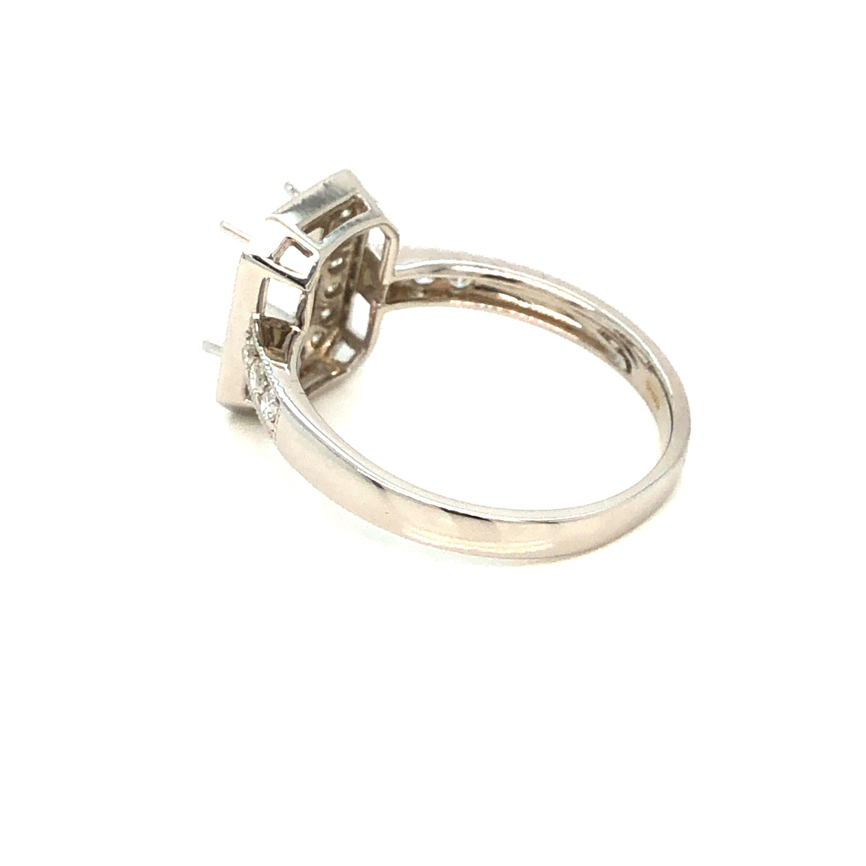 Modern Tresor Paris Bespoke Halo Mount Emerald Shape Round Diamond Engagement Ring For Sale
