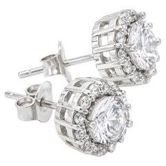 Tresor Paris Cluster Halo Sterling Silver Cubic Zirconia Stud Earrings
