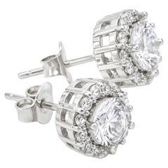 Tresor Paris Cluster Halo Sterling Silver Cubic Zirconia Stud Earrings