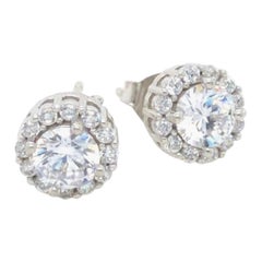 Tresor Paris Boucles d'oreilles en argent sterling avec griffes en forme de halo et zirconia