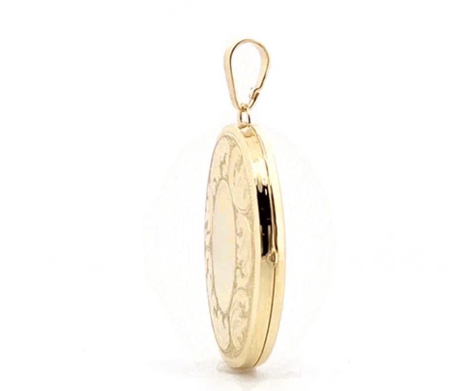 Tresor Paris Floral Design graviert Oval Gold British Hallmark Familie Medaillon im Angebot 4