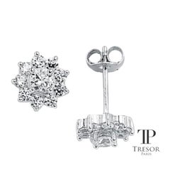 Tresor Paris Boucles d'oreilles en argent sterling avec halo de fleurs et clous en zirconia